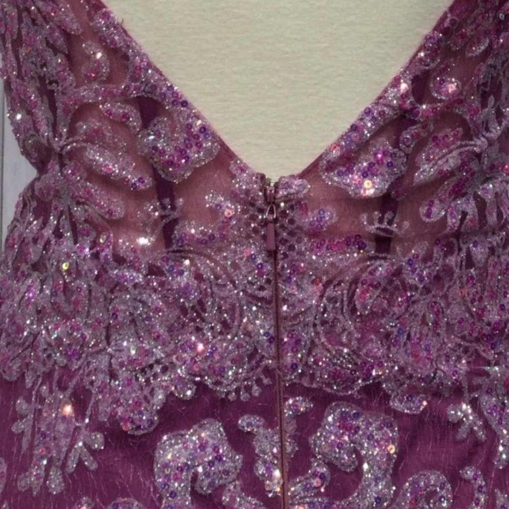 NEW LONG OFF THE SHOULDER SLEEVELESS EMBROIDERED PRINTED DRESS WITH ZIP CC2189 - Picture 6 of 9